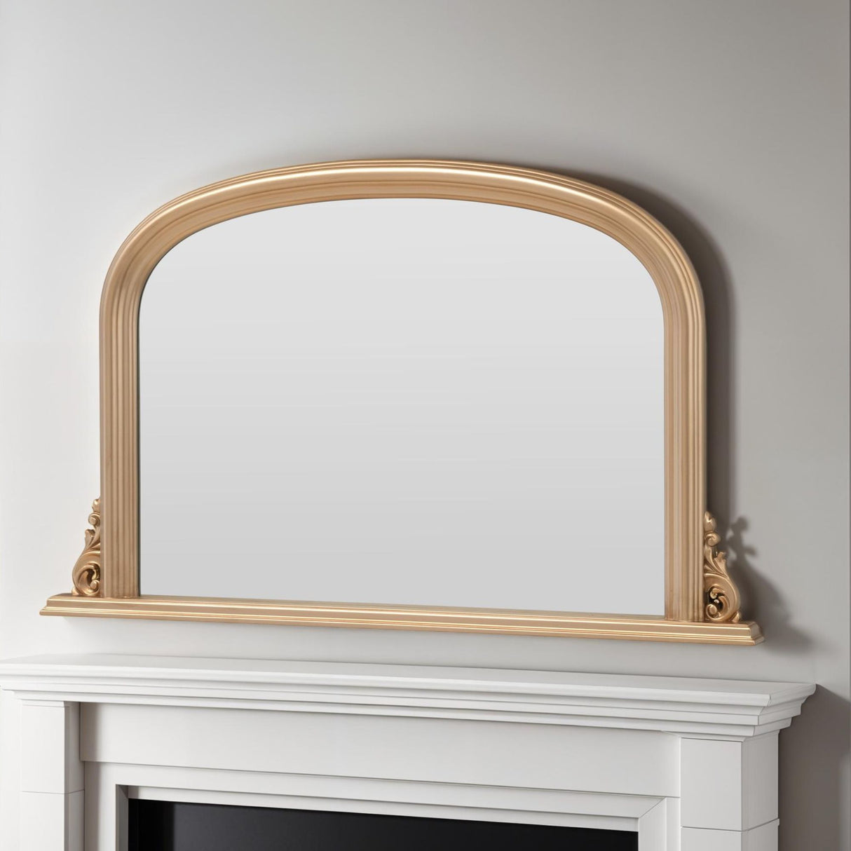 Gold frame arched glass mirror