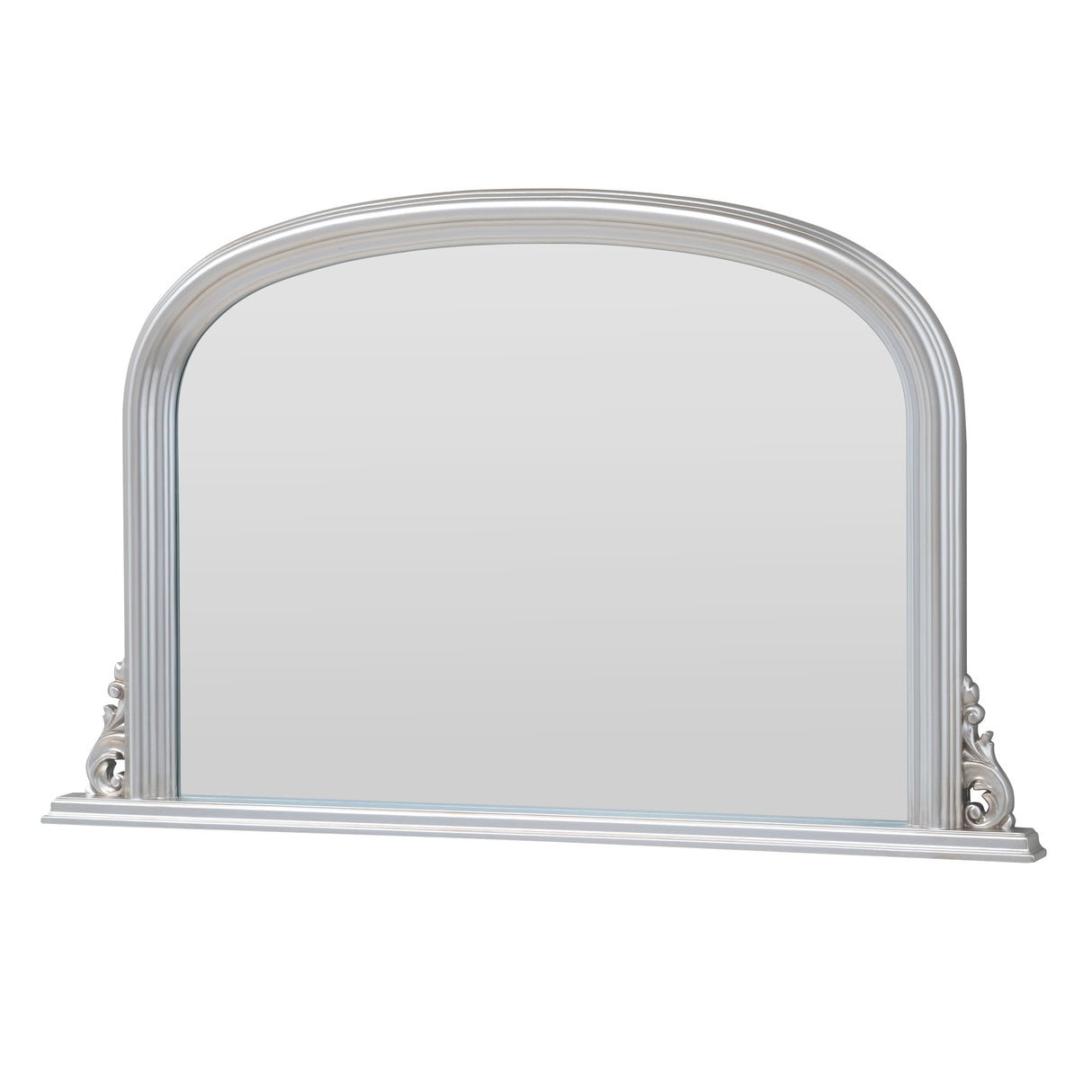 Silver frame arched glass mirror
