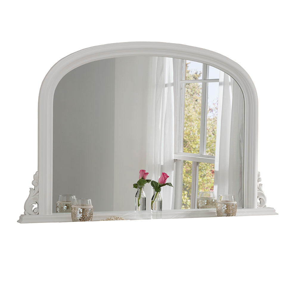 White frame arched glass mirror