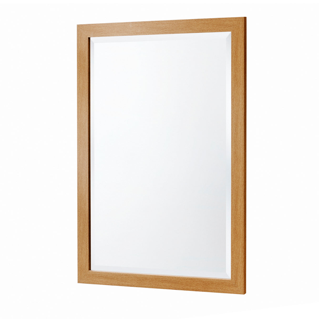 Oak Effect Slim Framed Bevelled Wall Mirror