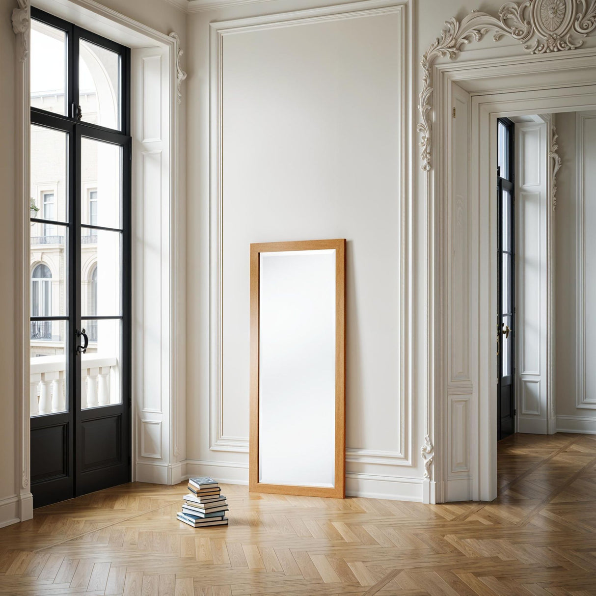 Oak effect full length mirror