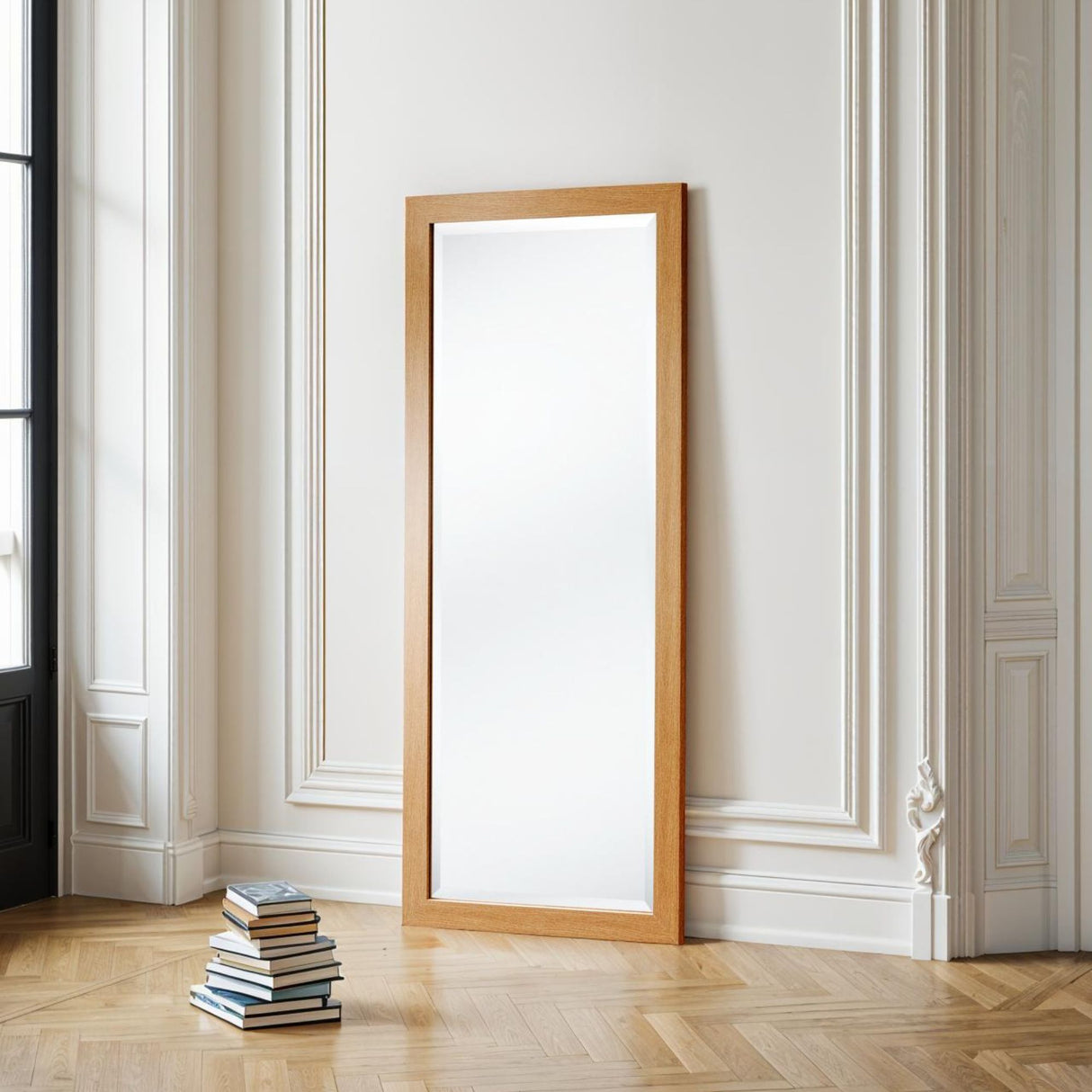 Oak effect full length mirror