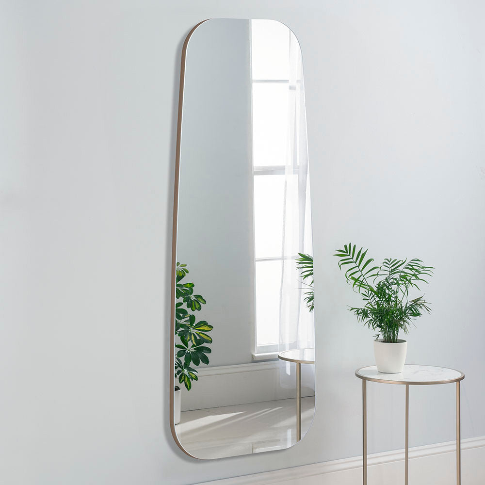 Pebble curved edge frameless full length glass mirror