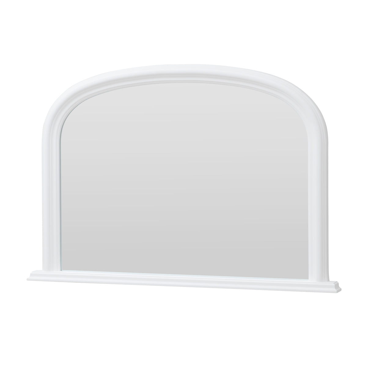 White frame arched beveled glass mirror