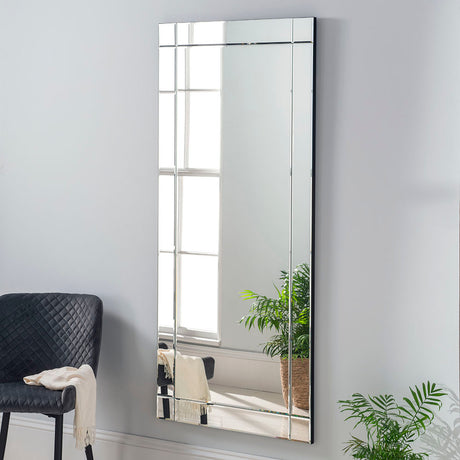 Frameless rectangular beveled edge glass mirror