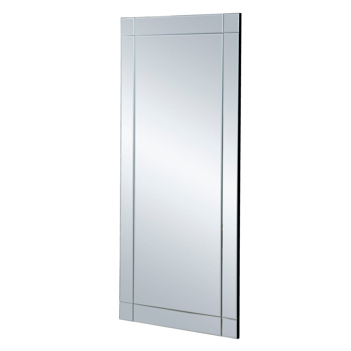 Frameless rectangular beveled edge glass mirror