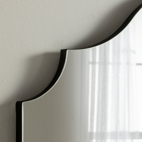Black minimal curved frame arched mantle glass mirror