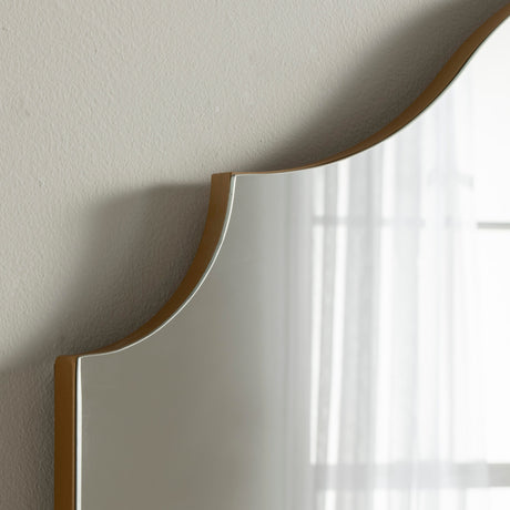Gold minimal curved frame arched mantle glass mirror