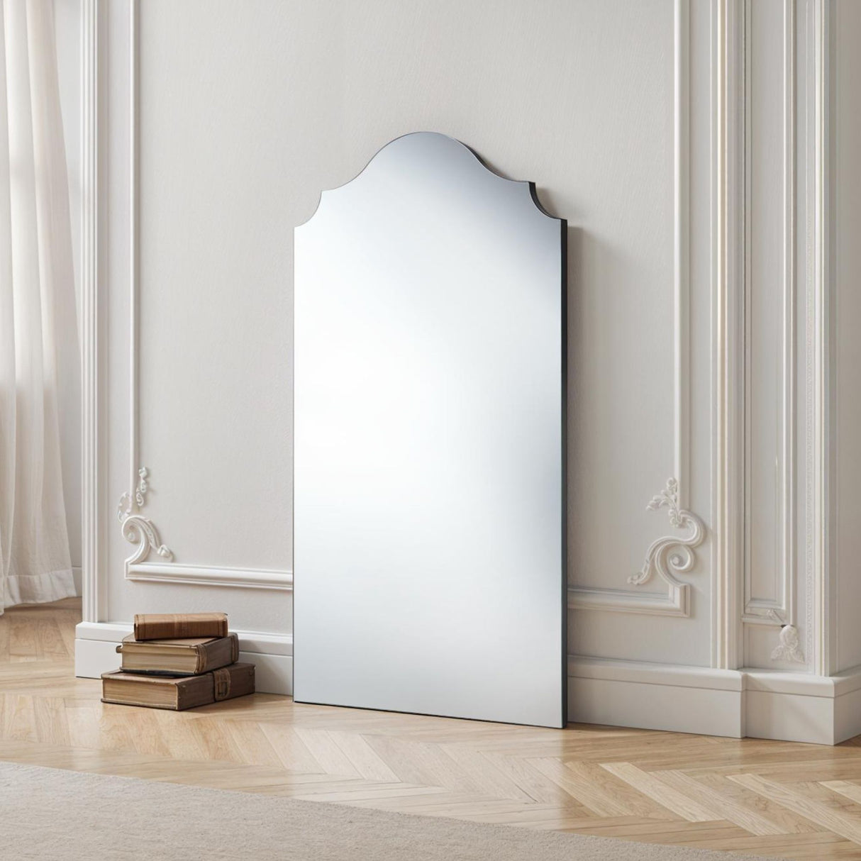 Curved arched full length mirror Black