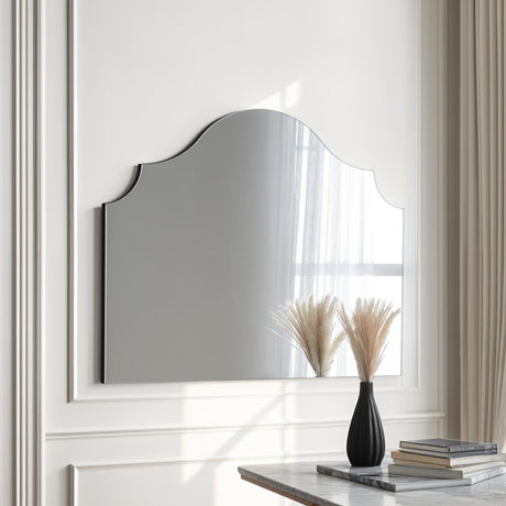 Black minimal curved frame arched mantle glass mirror