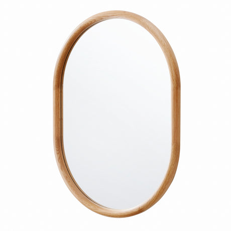 oak wood oval mirror