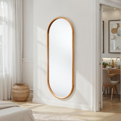 Large oak oval mirror full length