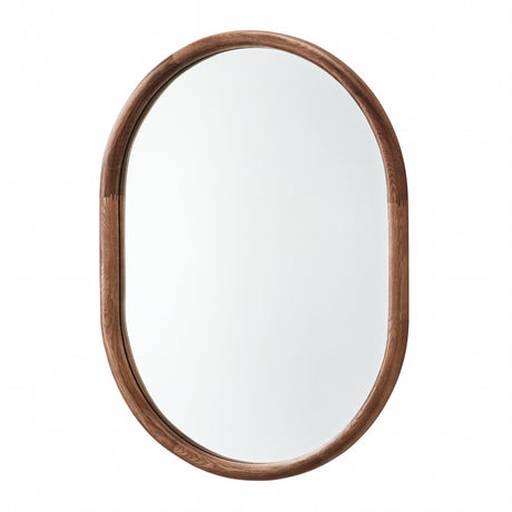 Walnut wooden oval mirror