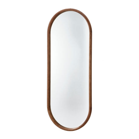 Walnut tall wood oval mirror