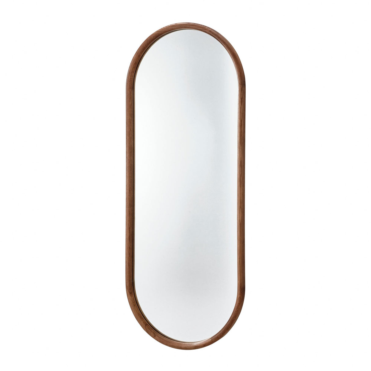 Walnut tall wood oval mirror