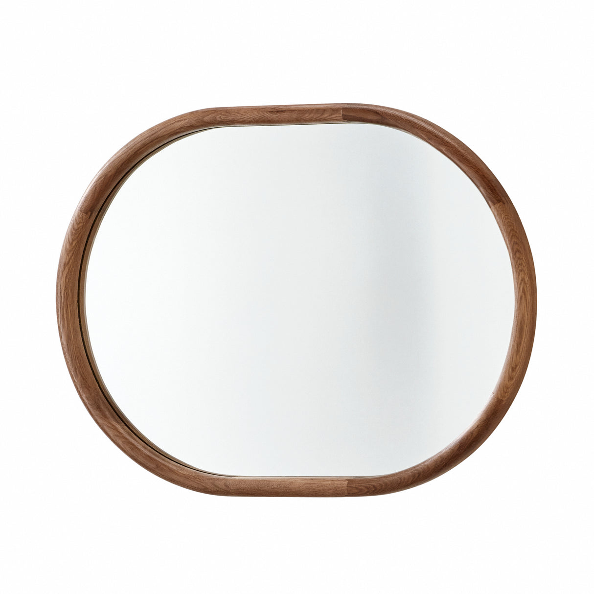 Walnut wooden oval mirror
