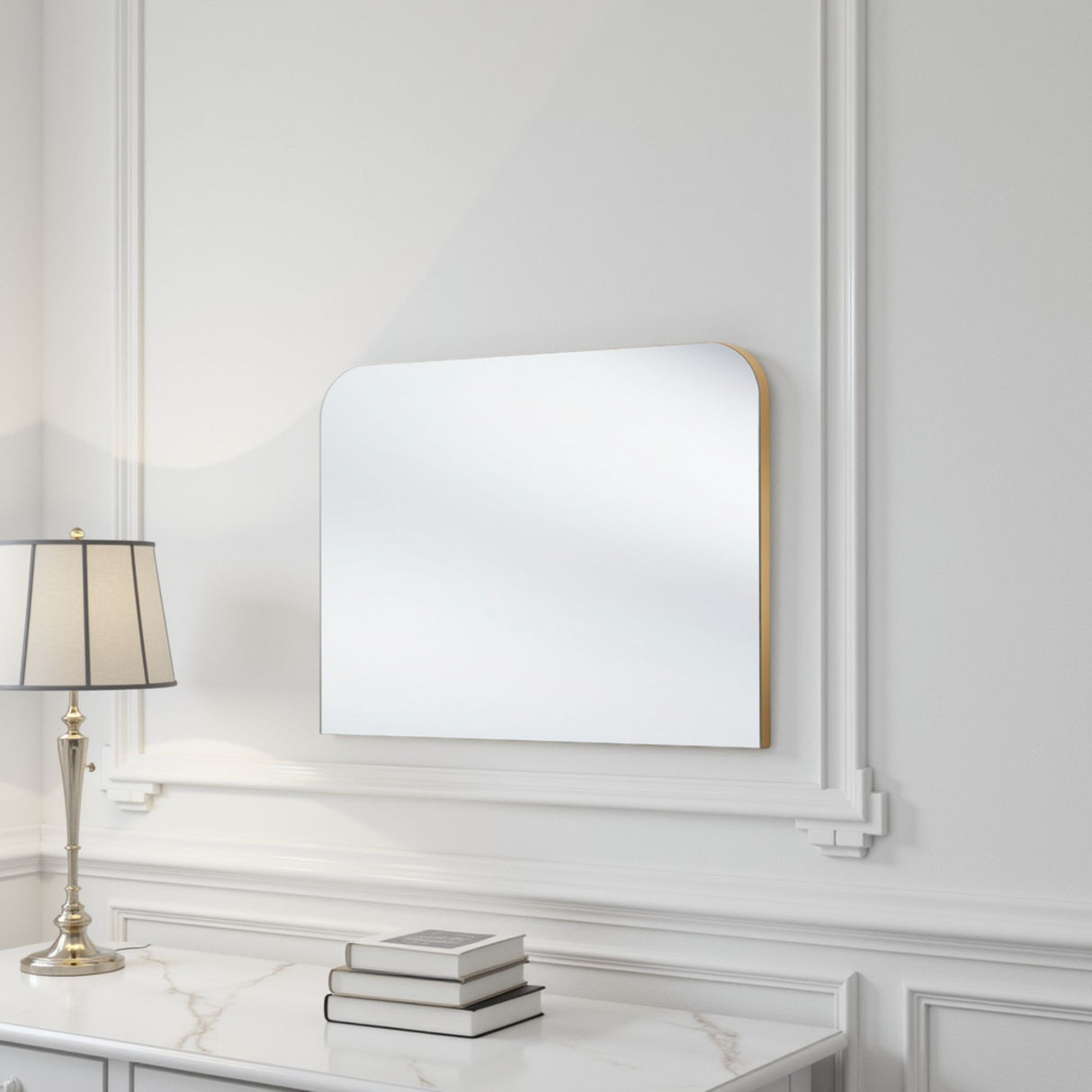 Curved mantle simple gold mirror