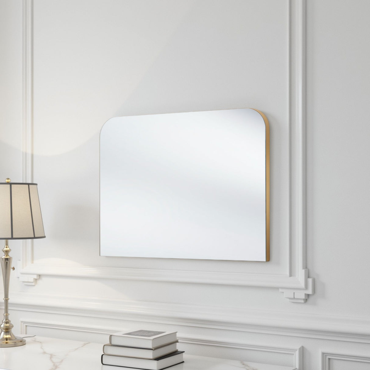 Curved mantle simple gold mirror
