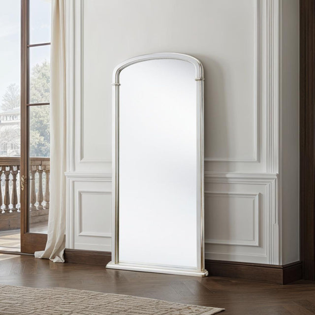 Tall curved silver arch mirror