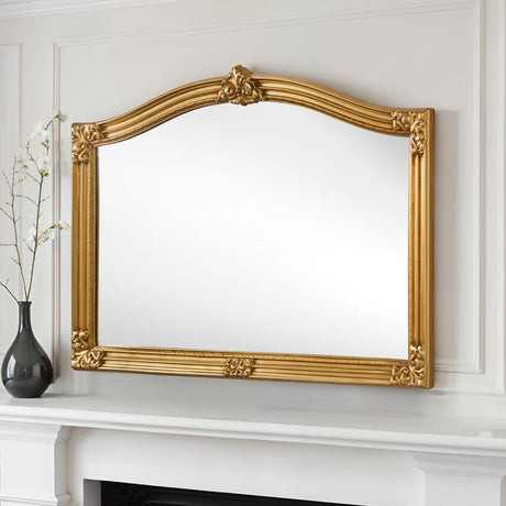 Arched carved overmantle gold
