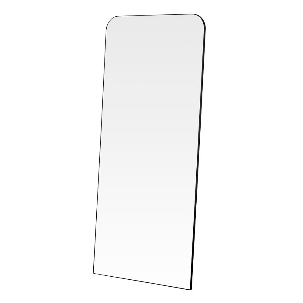 Black rectangular curved corner minimal frame glass mirror