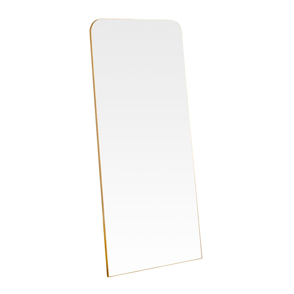 Gold rectangular curved corner minimal frame glass mirror
