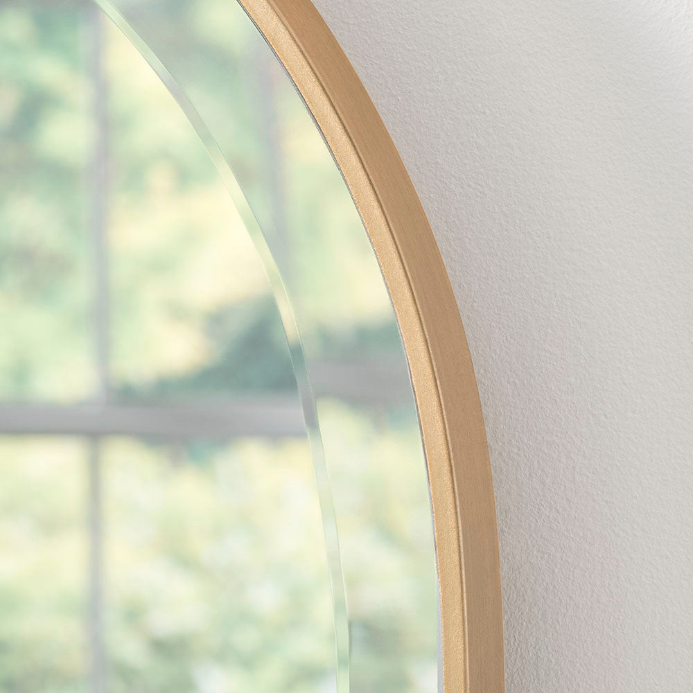 Gold minimal frame arched beveled edge glass mirror