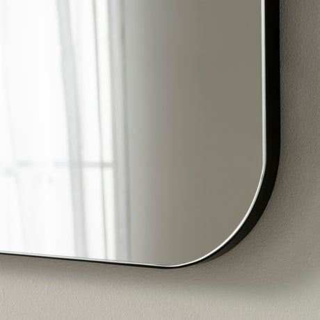 Black minimal curved frame arched glass mirror