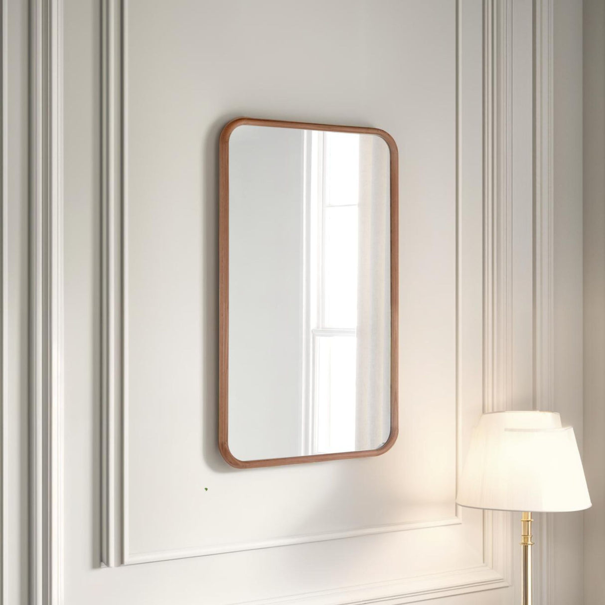 oak framed curved mirror