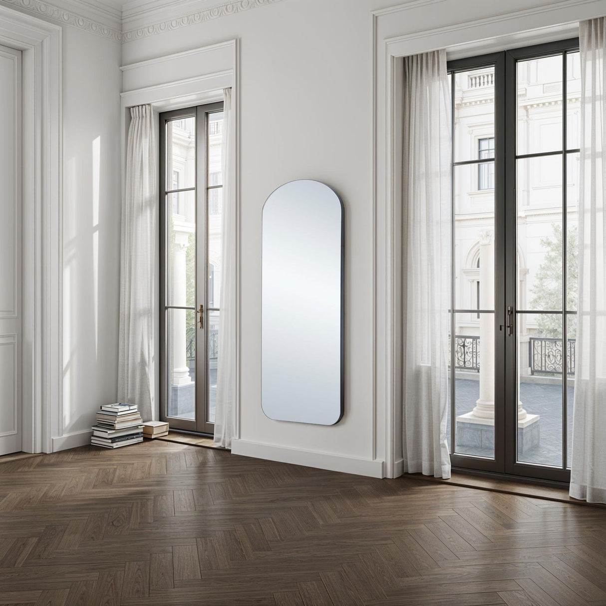 Curved arch black simple mirror