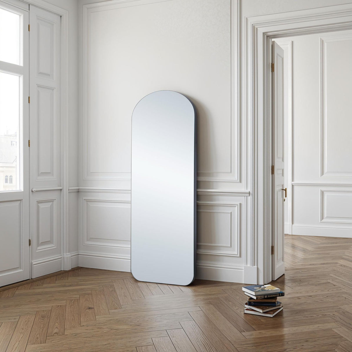 Curved arch black simple mirror