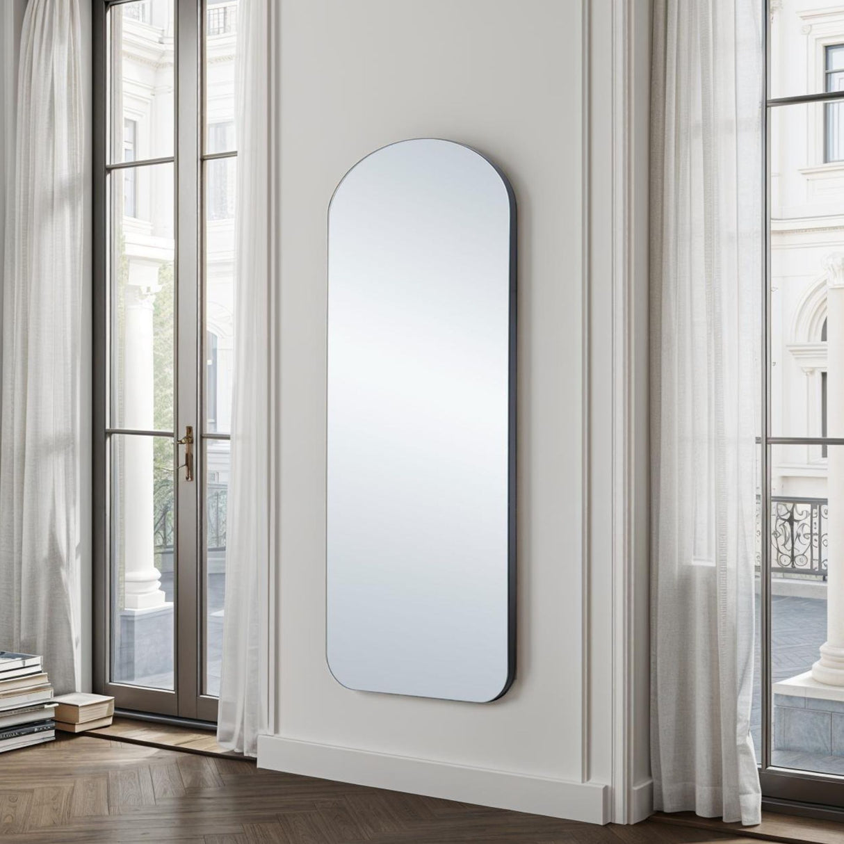 Curved arch black simple mirror