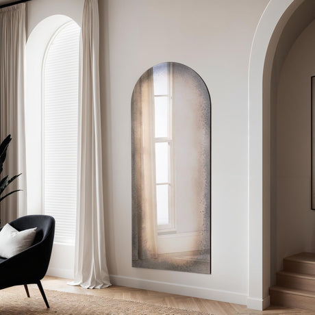 Antique frameless arch full length glass mirror