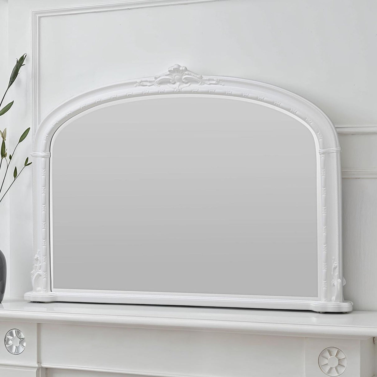 Victorian white overmantle mirror