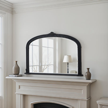 Overmantle arch mirror black