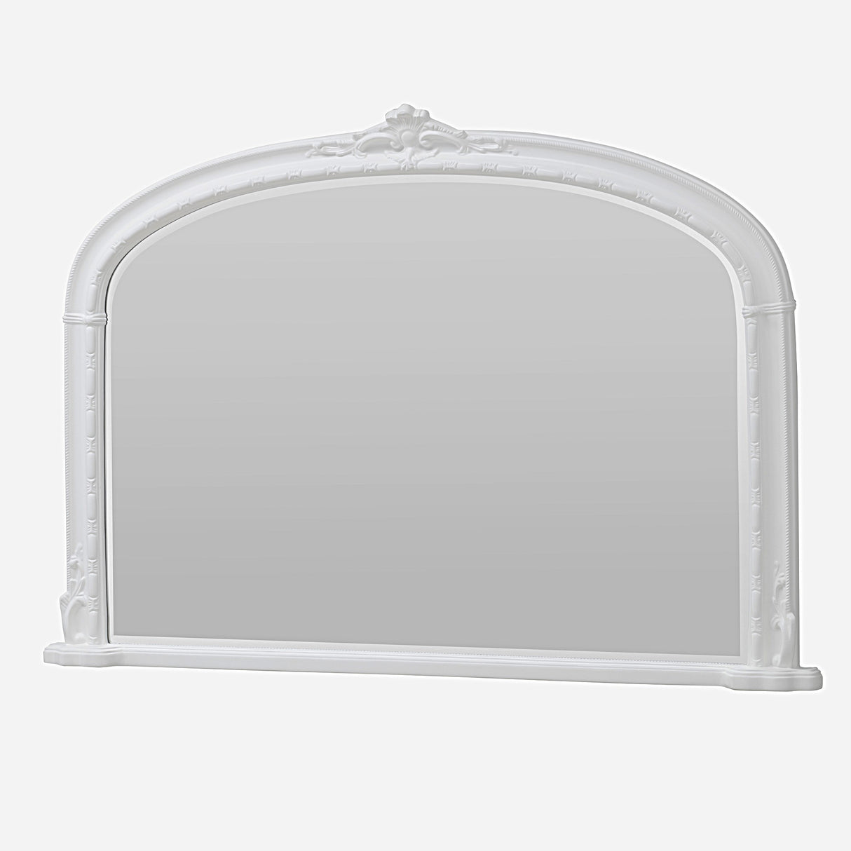 Victorian Overmantle Arched Bevelled Mirror White