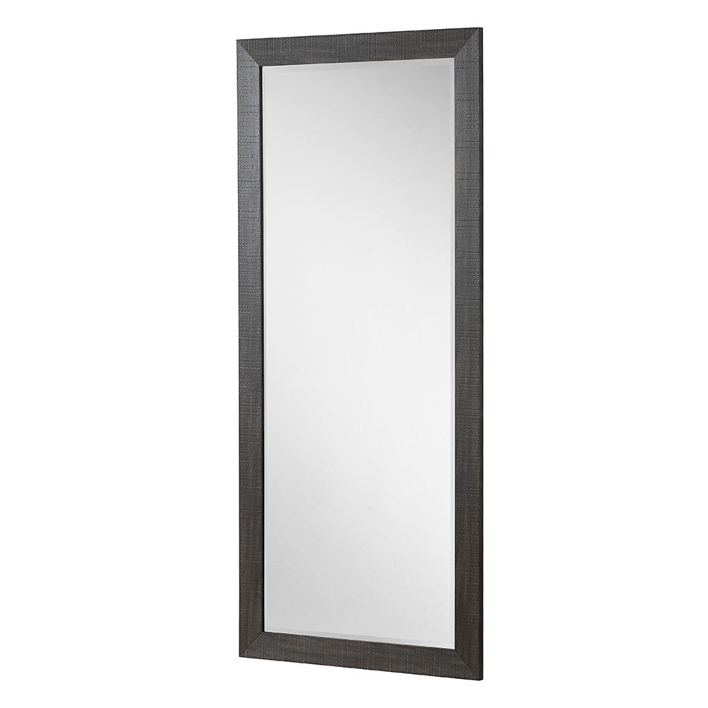 Grey rectangular frame beveled edge glass mirror