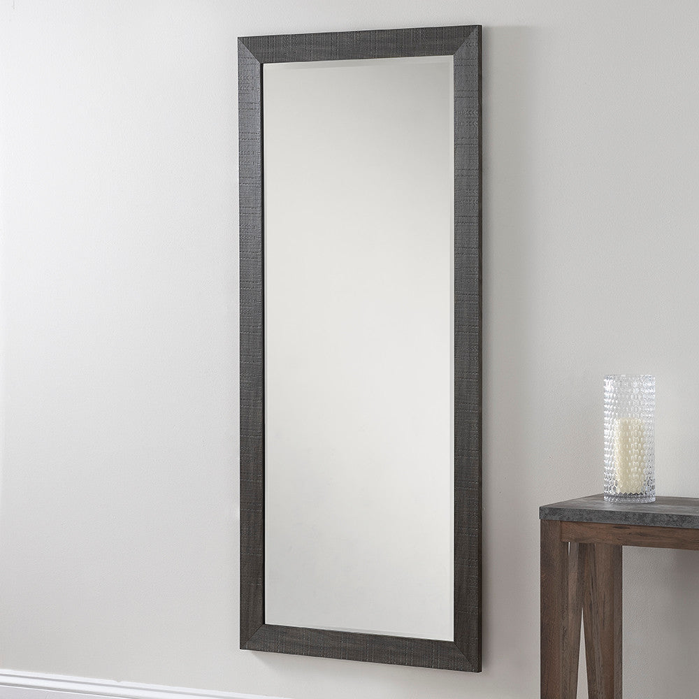Grey rectangular frame beveled edge glass mirror