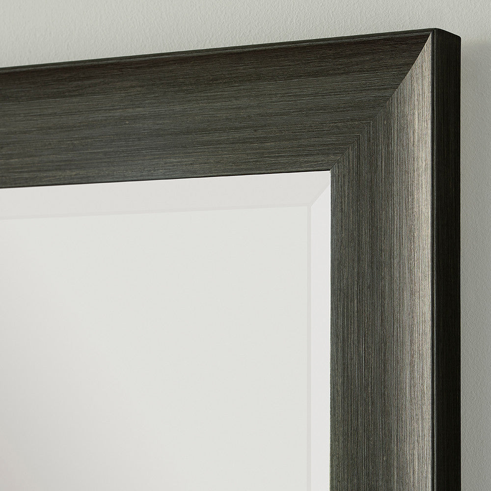 Dark grey rectangular frame beveled edge glass mirror