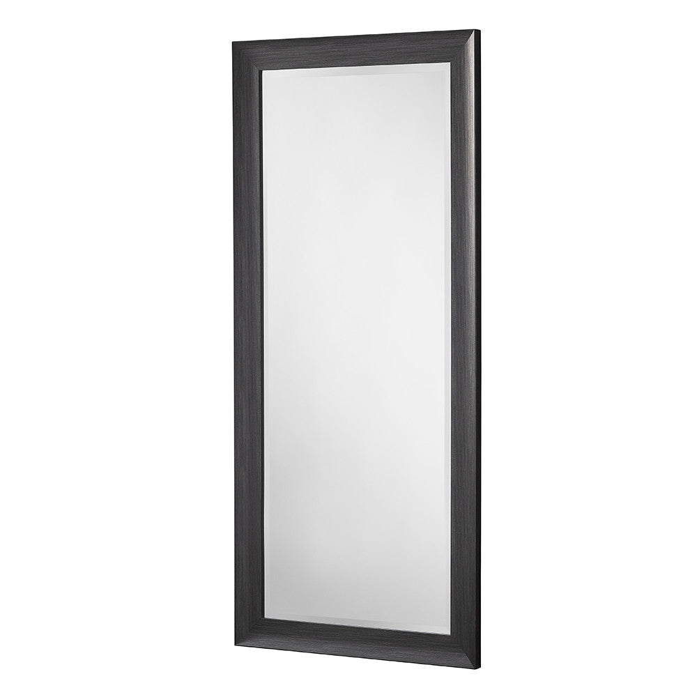 Dark grey rectangular frame beveled edge glass mirror