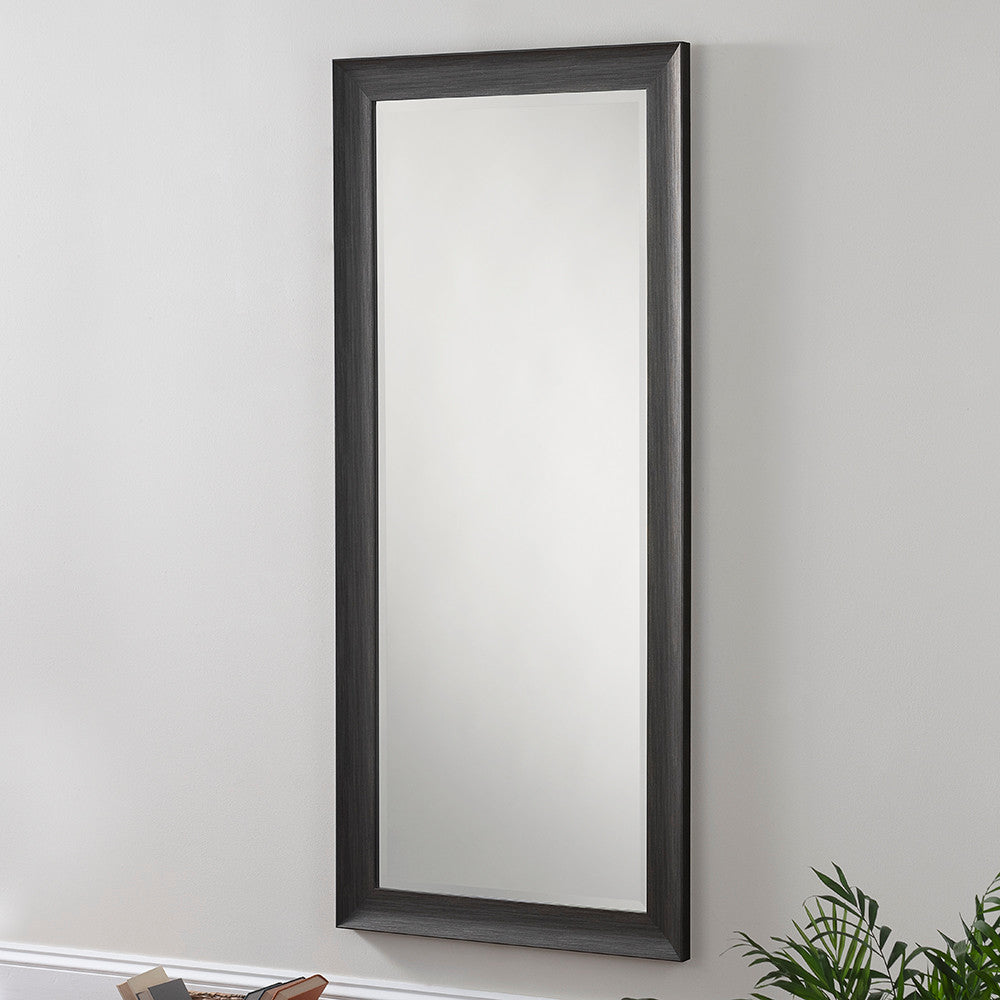 Dark grey rectangular frame beveled edge glass mirror