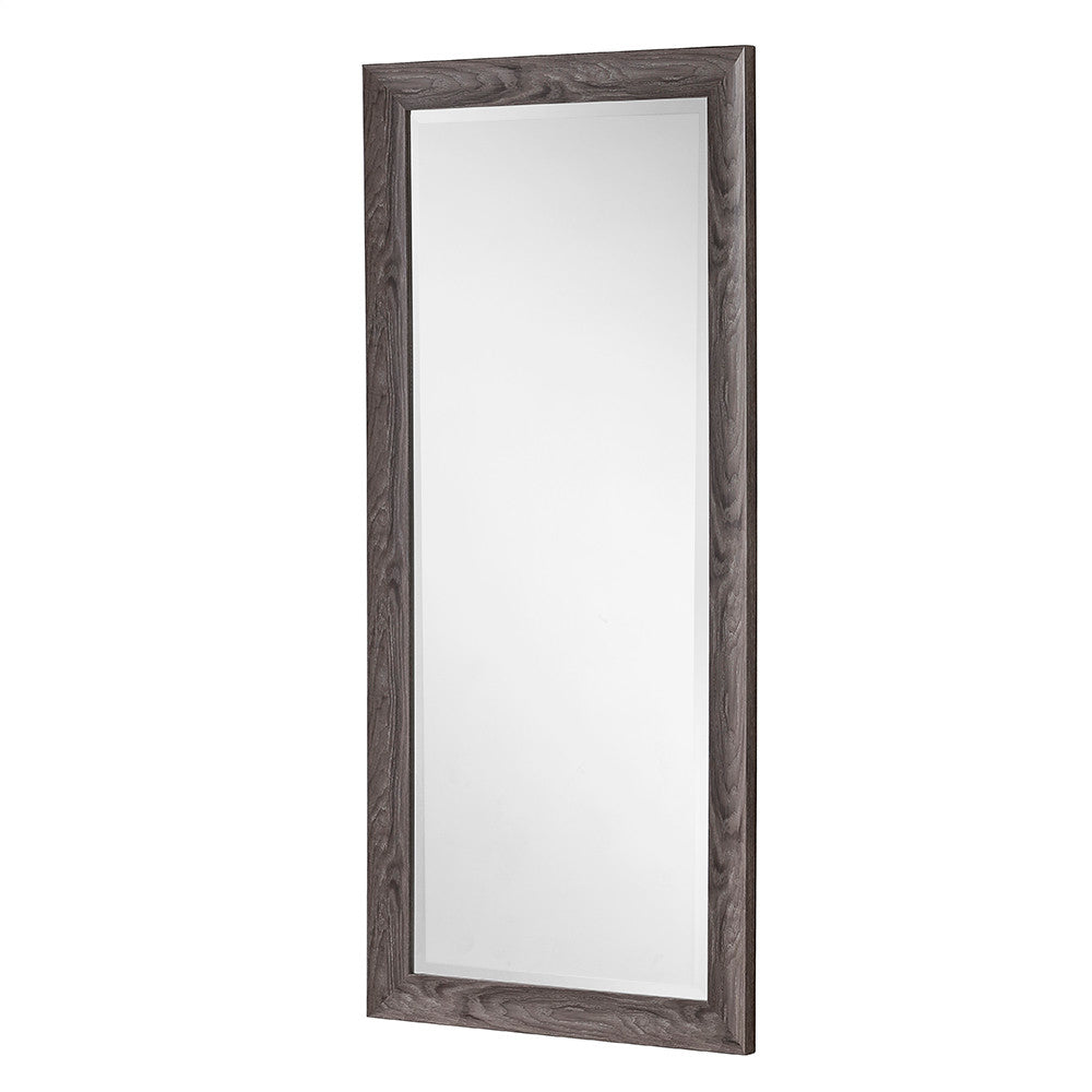 Light grey rectangular frame beveled edge glass mirror