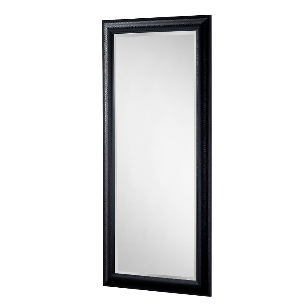 Black rectangular frame beveled edge glass mirror