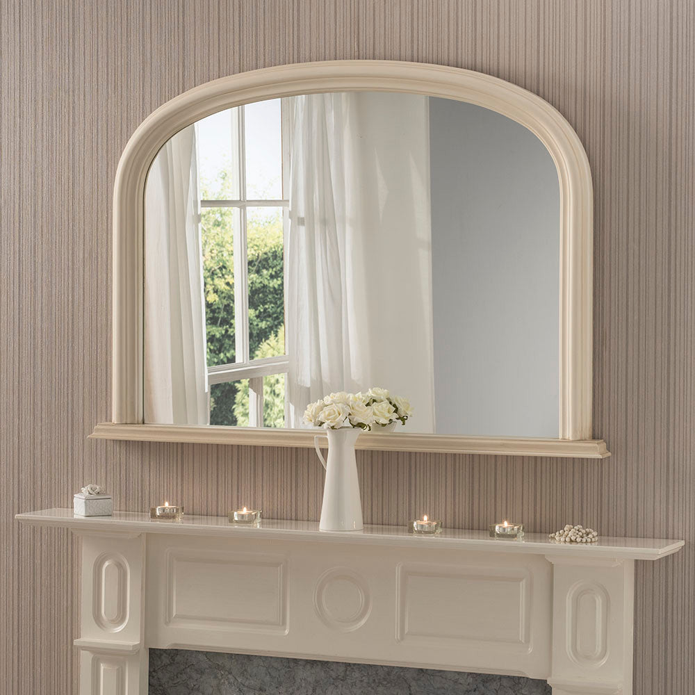 Ivory frame arched glass mirror