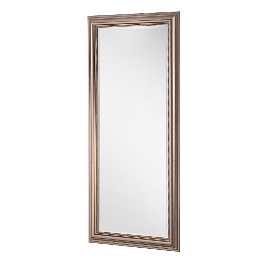 Champagne silver rectangular frame beveled edge glass mirror