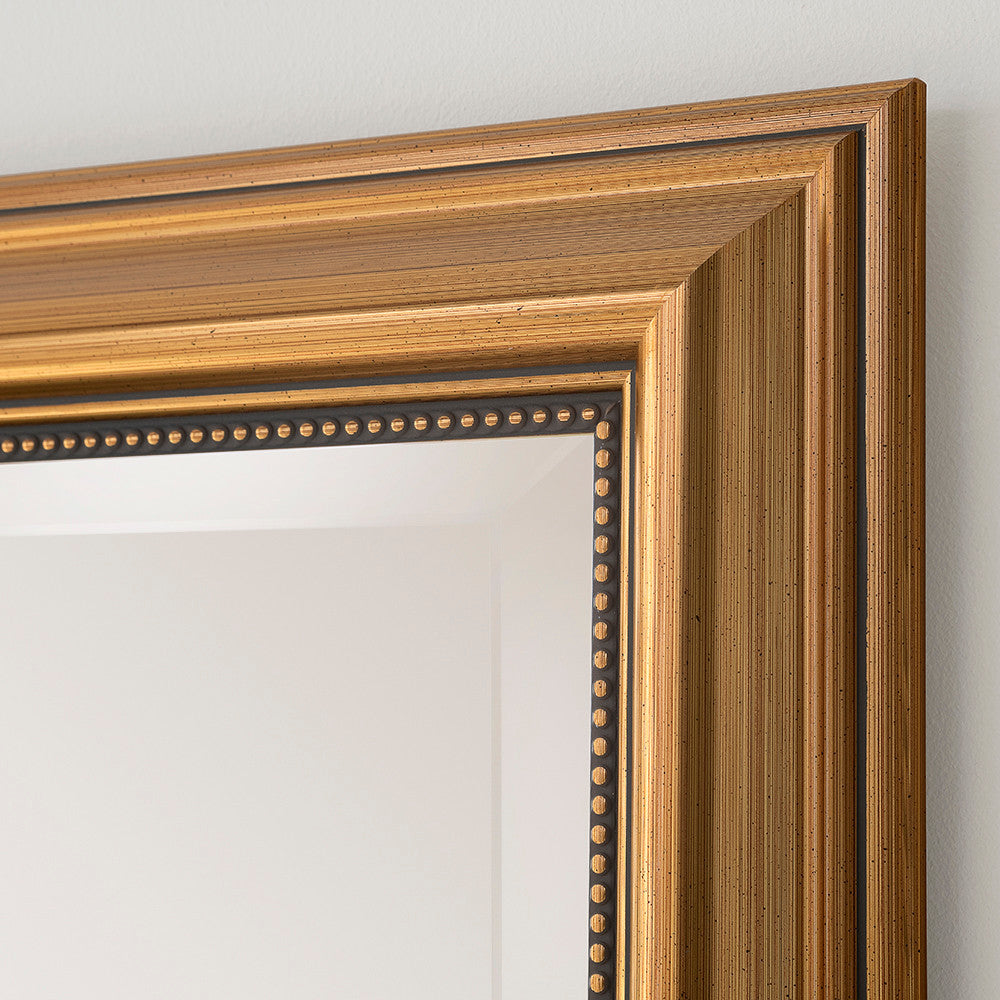 Gold rectangular frame beveled edge glass mirror