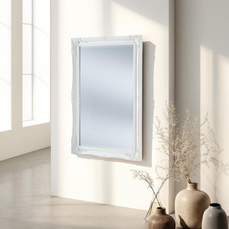 french style carved white baroque framed mirror