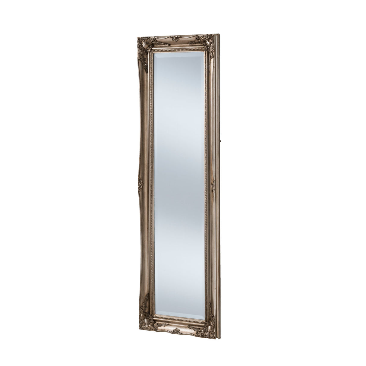 French style rectangular carved silver frame full length glass mirror