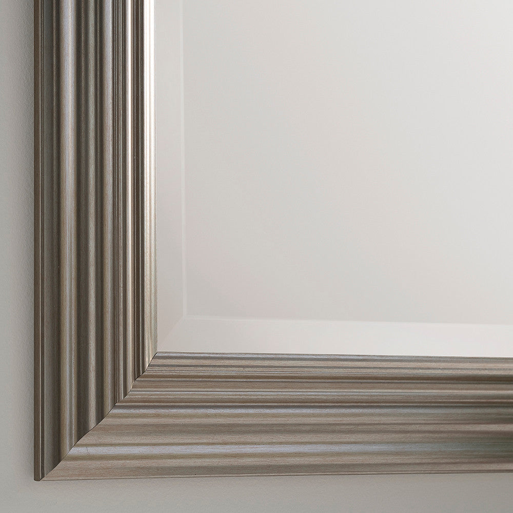 Champagne silver rectangular frame beveled edge glass mirror