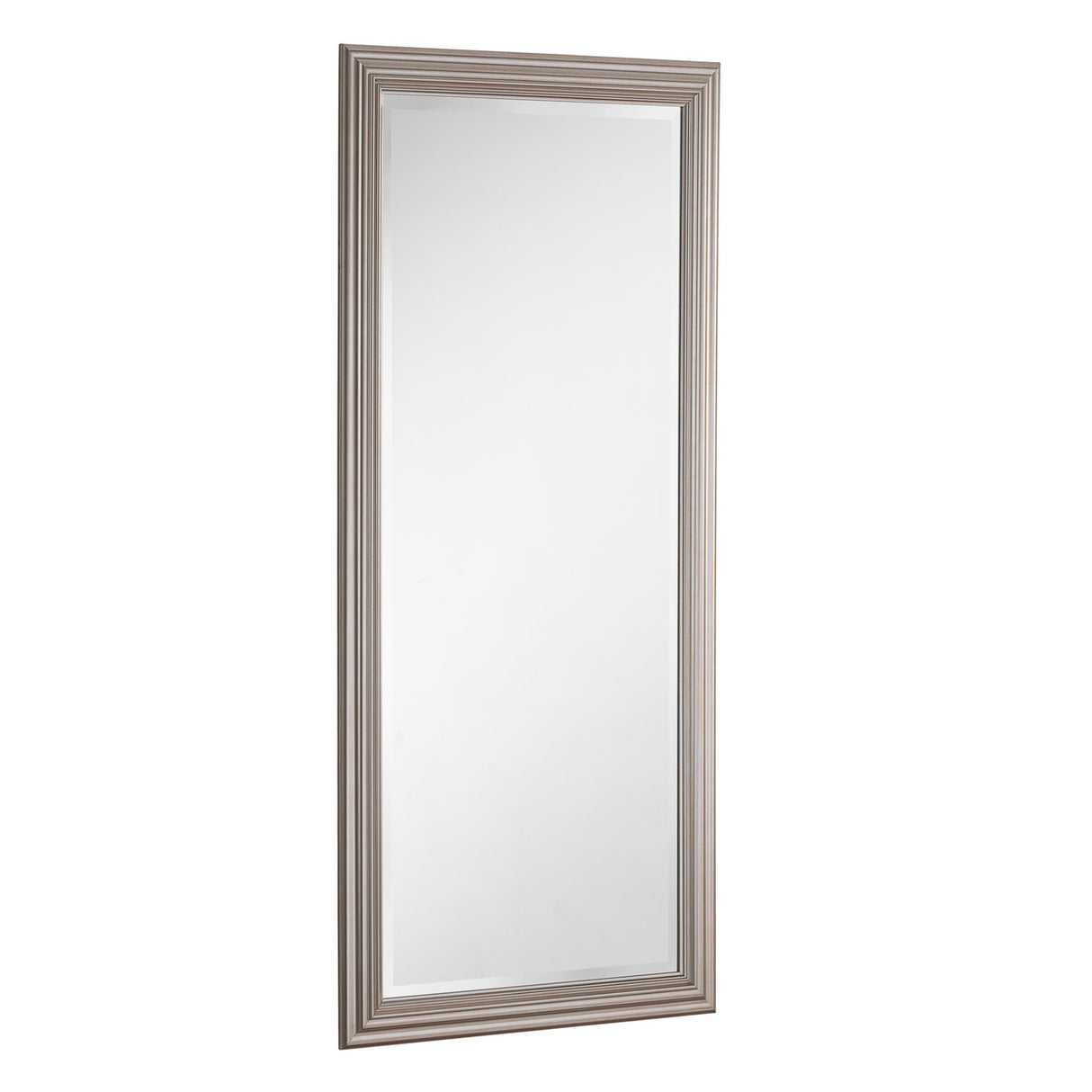 Champagne silver rectangular frame beveled edge glass mirror